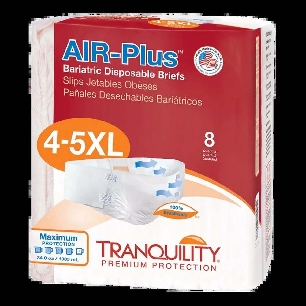 Tranquility AIR-Plus — couche bariatrique respirante, 4XL-5XL (paquet de 8)